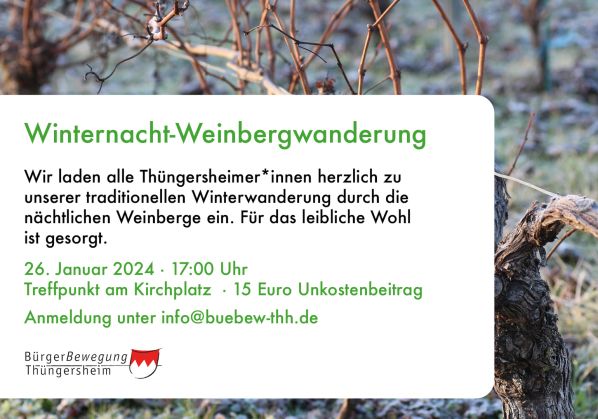 Traditionelle Weinbergwanderung am 26.01.2024